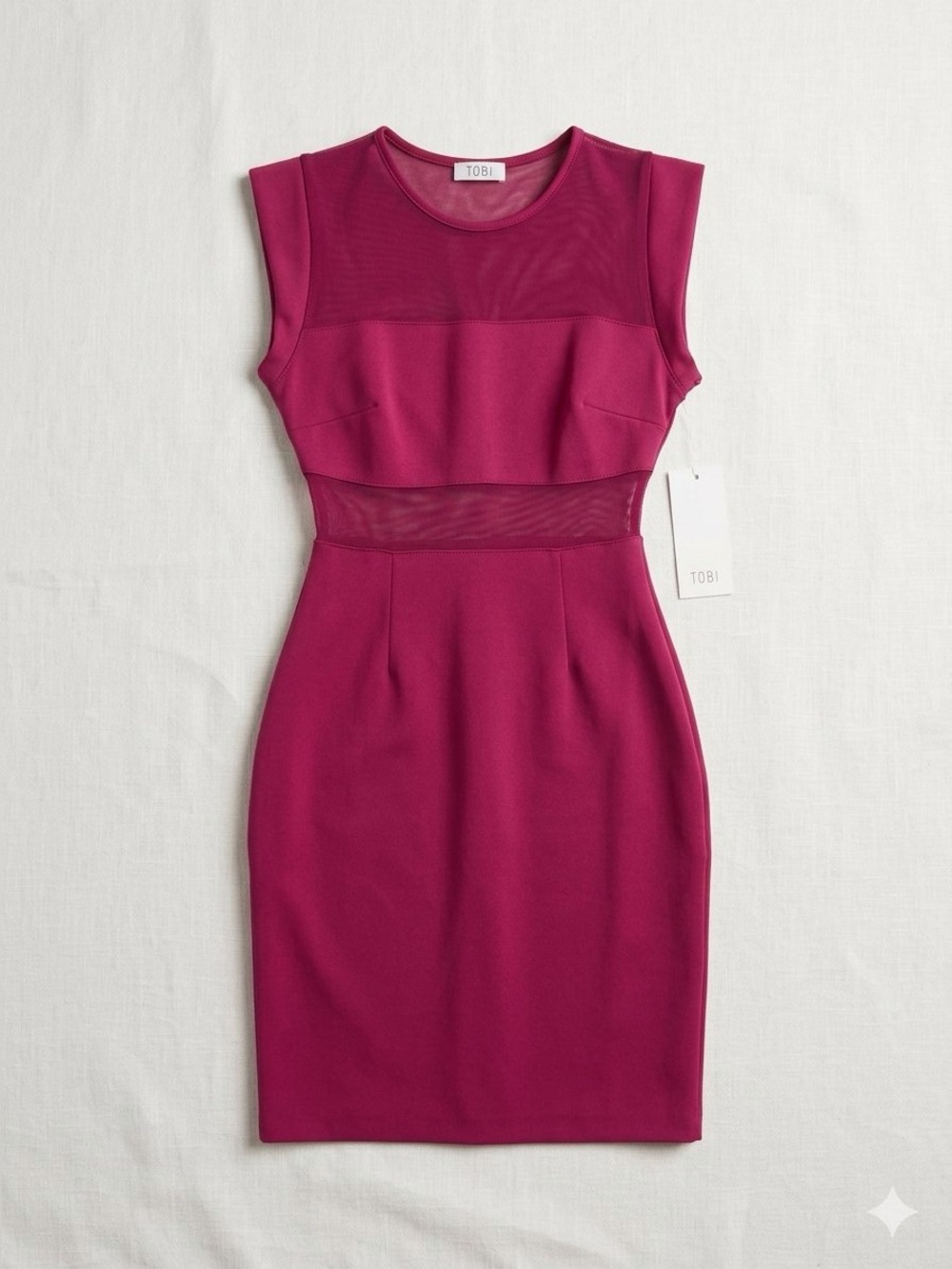 Tobi Berry Mesh Paneled Bodycon Midi Dress XS